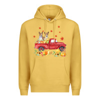 Antique Gold basenji pumpkin truck fall leaf thanksgiving halloween Premium Hoodie - linhVisuals