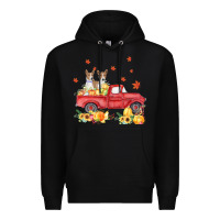 Black basenji pumpkin truck fall leaf thanksgiving halloween Premium Hoodie - linhVisuals