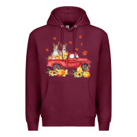 Burgundy basenji pumpkin truck fall leaf thanksgiving halloween Premium Hoodie - linhVisuals