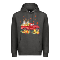 Charcoal Heather basenji pumpkin truck fall leaf thanksgiving halloween Premium Hoodie - linhVisuals