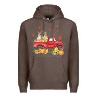 Coffee basenji pumpkin truck fall leaf thanksgiving halloween Premium Hoodie - linhVisuals