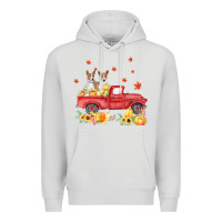 Dove Grey basenji pumpkin truck fall leaf thanksgiving halloween Premium Hoodie - linhVisuals
