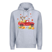 Heather Grey basenji pumpkin truck fall leaf thanksgiving halloween Premium Hoodie - linhVisuals