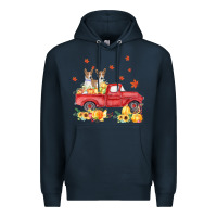 Navy basenji pumpkin truck fall leaf thanksgiving halloween Premium Hoodie - linhVisuals
