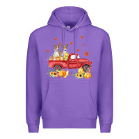 Purple basenji pumpkin truck fall leaf thanksgiving halloween Premium Hoodie - linhVisuals