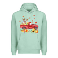 Seafoam basenji pumpkin truck fall leaf thanksgiving halloween Premium Hoodie - linhVisuals