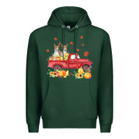 Sports Green basenji pumpkin truck fall leaf thanksgiving halloween Premium Hoodie - linhVisuals