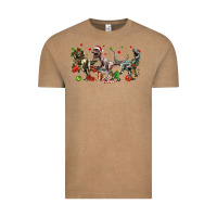 Vintage Coffee Three Christmas Dinosaurs Vintage Tee - LillyAllenDesigns
