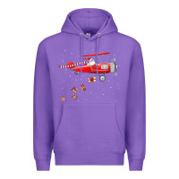 Purple christmas santa claus pilot flying airplane gift tee Premium Hoodie - linhVisuals