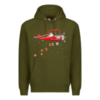 Army Green christmas santa claus pilot flying airplane gift tee Premium Hoodie - linhVisuals