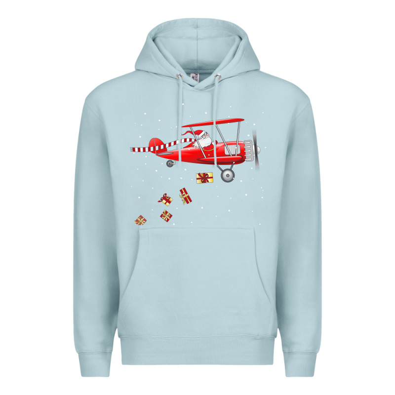 Christmas Santa Claus Pilot Flying Airplane Gift Tee Premium Hoodie by linhVisuals | Teevron
