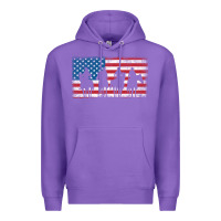 Purple cowboy patriotic american flag 4th of july gift tee Premium Hoodie - linhVisuals