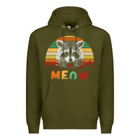 Army Green funny vintage raccoon meow raccoon lovers Premium Hoodie - linhVisuals