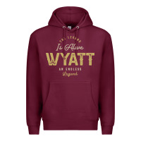 Burgundy The Legend Wyatt Funny Personalized Name Premium Hoodie - linhVisuals