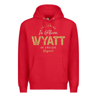 Red The Legend Wyatt Funny Personalized Name Premium Hoodie - linhVisuals