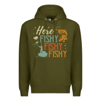 Army Green here fishy fishy fishy fishing lovers gifts Premium Hoodie - linhVisuals