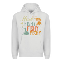 Dove Grey here fishy fishy fishy fishing lovers gifts Premium Hoodie - linhVisuals
