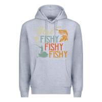 Heather Grey here fishy fishy fishy fishing lovers gifts Premium Hoodie - linhVisuals