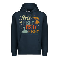 Navy here fishy fishy fishy fishing lovers gifts Premium Hoodie - linhVisuals