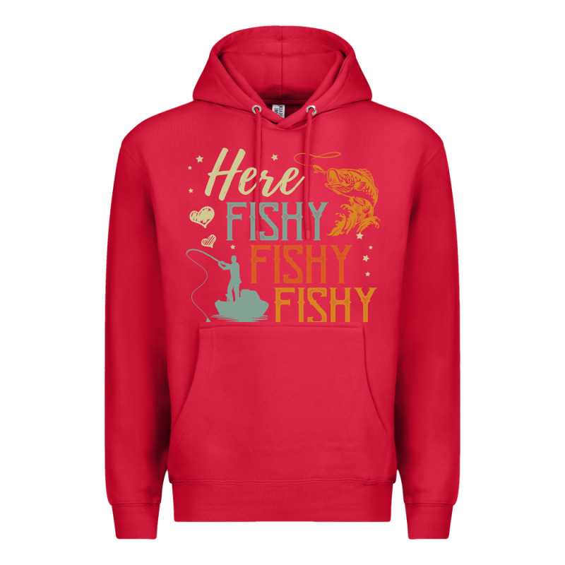 Here Fishy Fishy Fishy Fishing Lovers Gifts Premium Hoodie by linhVisuals | Teevron