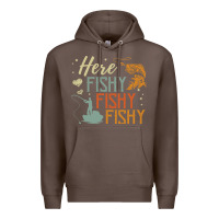 Coffee here fishy fishy fishy fishing lovers gifts Premium Hoodie - linhVisuals