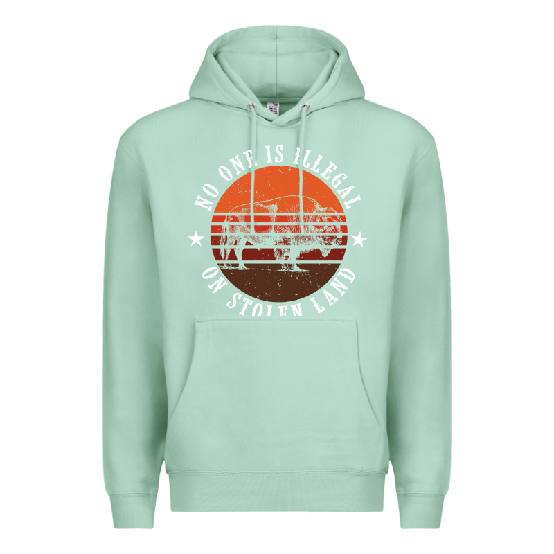 No One Is Illegal On Stolen Land 4th Of July Bison Premium Hoodie by linhVisuals | Teevron
