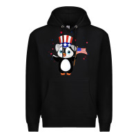Black penguin american 4th of july penguin american flag Premium Hoodie - linhVisuals