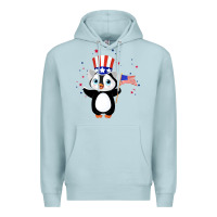 Blue Mist penguin american 4th of july penguin american flag Premium Hoodie - linhVisuals
