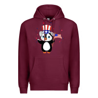 Burgundy penguin american 4th of july penguin american flag Premium Hoodie - linhVisuals