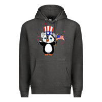 Charcoal Heather penguin american 4th of july penguin american flag Premium Hoodie - linhVisuals