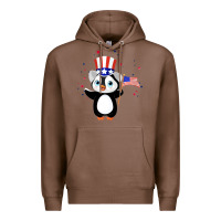 Chestnut penguin american 4th of july penguin american flag Premium Hoodie - linhVisuals