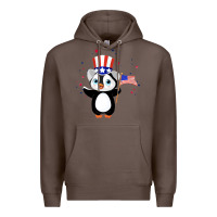 Coffee penguin american 4th of july penguin american flag Premium Hoodie - linhVisuals