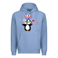 Colony Blue penguin american 4th of july penguin american flag Premium Hoodie - linhVisuals