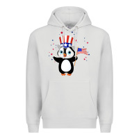 Dove Grey penguin american 4th of july penguin american flag Premium Hoodie - linhVisuals