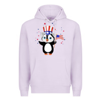 Lilac penguin american 4th of july penguin american flag Premium Hoodie - linhVisuals