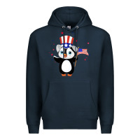 Navy penguin american 4th of july penguin american flag Premium Hoodie - linhVisuals