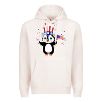 Pale Pink penguin american 4th of july penguin american flag Premium Hoodie - linhVisuals
