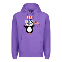 Purple penguin american 4th of july penguin american flag Premium Hoodie - linhVisuals