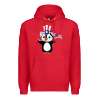 Red penguin american 4th of july penguin american flag Premium Hoodie - linhVisuals