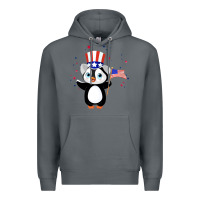 Rock penguin american 4th of july penguin american flag Premium Hoodie - linhVisuals