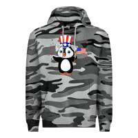 Slate Camo penguin american 4th of july penguin american flag Premium Hoodie - linhVisuals