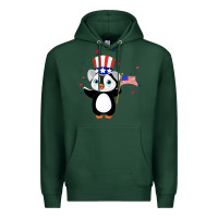 Sports Green penguin american 4th of july penguin american flag Premium Hoodie - linhVisuals