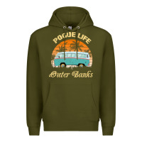 Army Green pogue life outer banks retro vintage sunny Premium Hoodie - linhVisuals