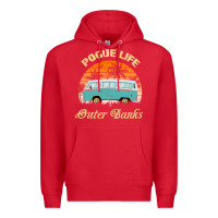 Red pogue life outer banks retro vintage sunny Premium Hoodie - linhVisuals