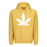 Antique Gold weed leaf in a pocket marijuana cannabis Premium Hoodie - linhVisuals