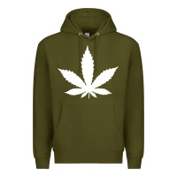 Army Green weed leaf in a pocket marijuana cannabis Premium Hoodie - linhVisuals