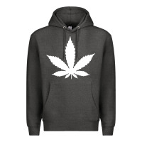 Charcoal Heather weed leaf in a pocket marijuana cannabis Premium Hoodie - linhVisuals
