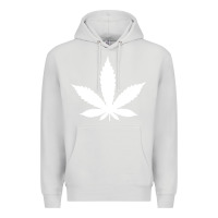 Dove Grey weed leaf in a pocket marijuana cannabis Premium Hoodie - linhVisuals