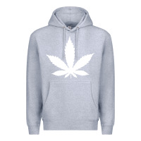 Heather Grey weed leaf in a pocket marijuana cannabis Premium Hoodie - linhVisuals