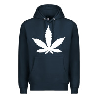 Navy weed leaf in a pocket marijuana cannabis Premium Hoodie - linhVisuals